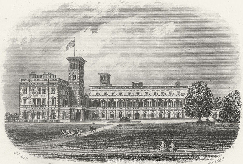 IOW. Osborne House Isle of Wight c1850 old antique vintage print picture